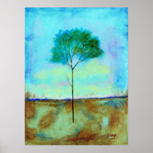 Pôster Abstrato Paisagem Arte Solitária Pintura em Árvo