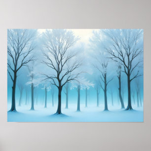 Poster Abstrato Paisagem Árvore Inverno Fundo Natural