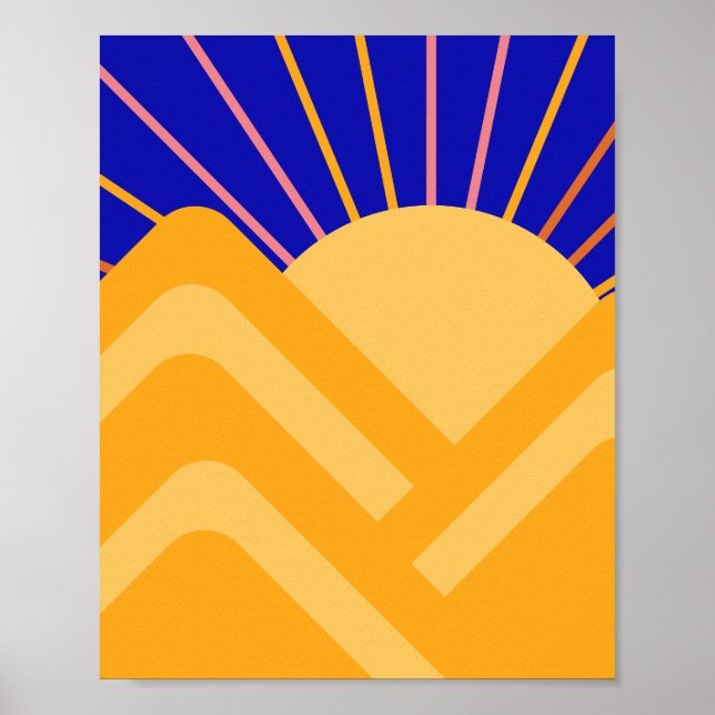 Poster Abstrato Paisagem Blue Yellow Mounts (Frente)