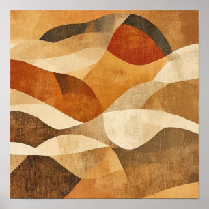 Poster abstrato, paisagem, minimalista, moderno de meados