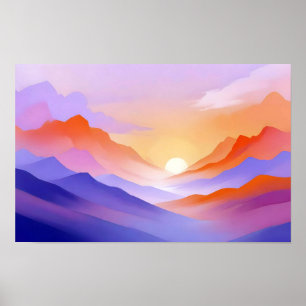 Poster Abstrato Paisagem Panorâmica Natureza Arte de Fund