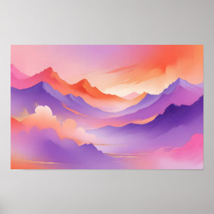Poster Abstrato Paisagem Panorâmica Natureza Arte de Fund