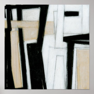 Pôster Abstrato, pintura a preto e branco