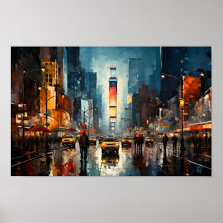 Poster Abstrato pintura de Times Square na NYC