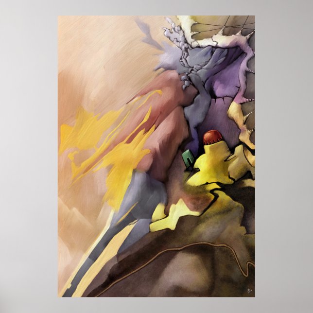 Pôster Abstrato pintura nº 1 esquerda do conjunto de 2 Im (Frente)