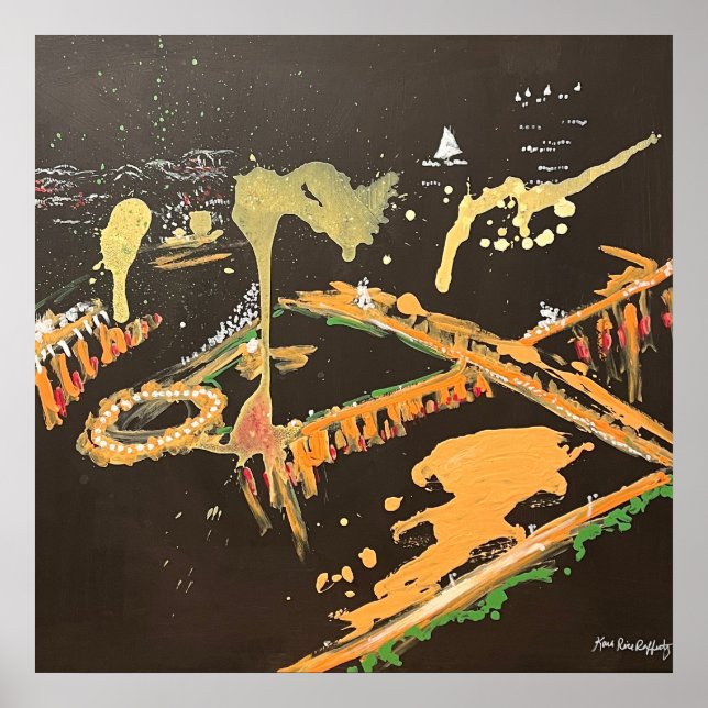 Poster Abstrato Pittsburgh Skyline Painting (Frente)