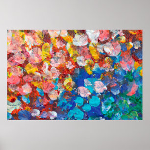 Poster Abstrato ponto esfregaço curso de pincel em acríli