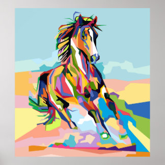 Poster Abstrato Popart Horse no WPAP