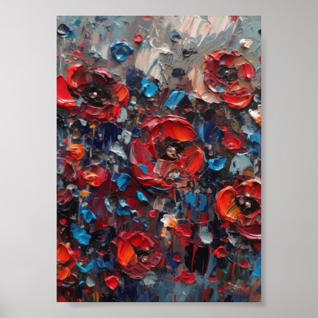 Poster Abstrato Poppies Pintura (Frente)