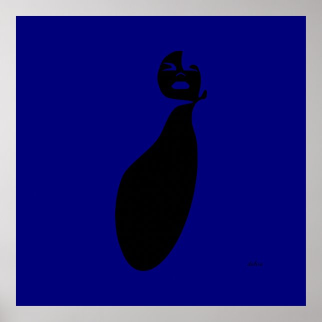 Poster abstrato preto azul olhando cabelos naturais (Frente)