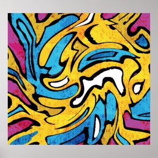 Poster Abstrato preto colorido Fundo preto Grafite