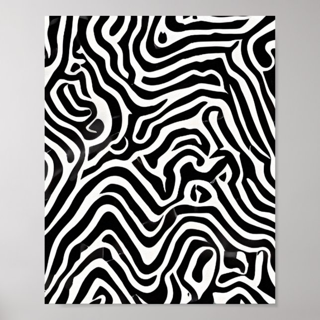 Poster Abstrato Preto e Branco (Frente)