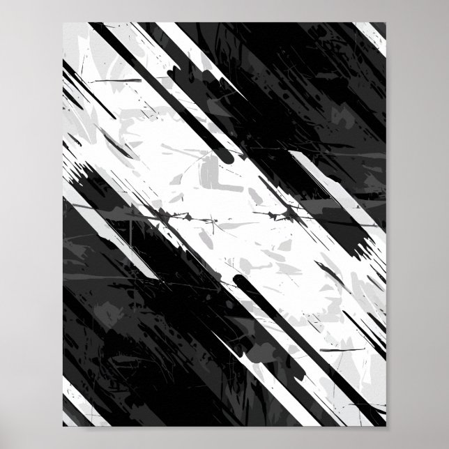 Poster Abstrato preto e branco a frio (Frente)