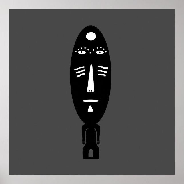 Poster abstrato preto e moderno retrato da arte (Frente)