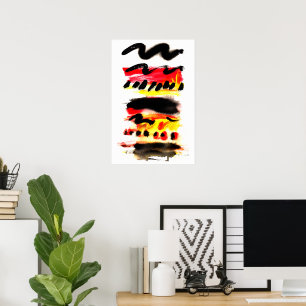 Poster Abstrato Preto-Negro Cor Amarelo-Amarelo Escuro