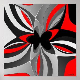 Pôster Abstrato preto vermelho do cinza
