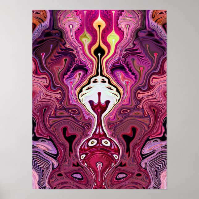 Poster Abstrato Psicodélico Rosa (Frente)