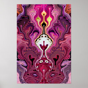 Poster Abstrato Psicodélico Rosa