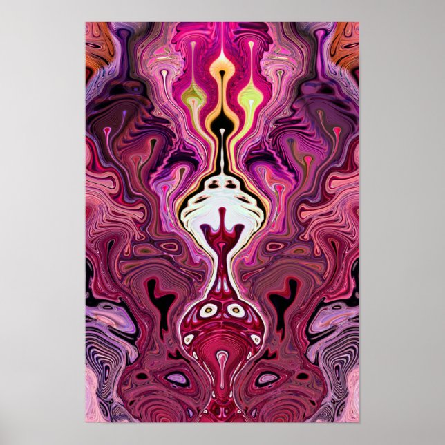 Poster Abstrato Psicodélico Rosa (Frente)