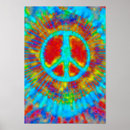 Pôster Abstrato Psicodélico - Sinal de Paz Tie-Dye