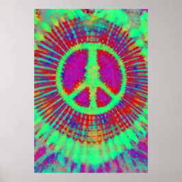 Poster Abstrato Psychedelic Tie-Dye Sinal de Paz Bela Art
