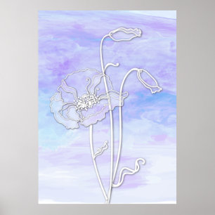 Poster Abstrato púrpura e azul Aquarela e papas 2