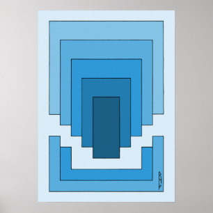 Poster Abstrato retangular em azul