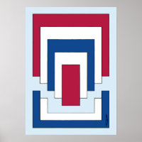 Abstrato retângulo em vermelho, branco e azul