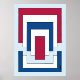 Poster Abstrato retângulo em vermelho, branco e azul