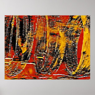 Poster Abstrato Retro Círculo Roda Vermelho Preto