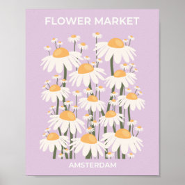 Poster Abstrato Retro Daisies do Flower Market Amsterdam