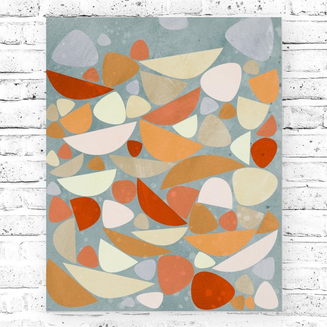 Pôster Abstrato Retro Laranja (Abstract retro orange cream and sea foam art poster)