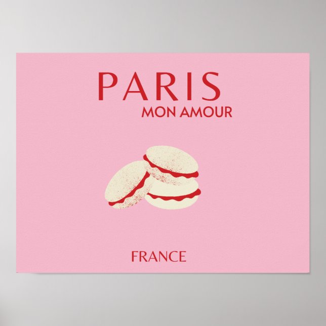 Poster Abstrato Retro Pastel Paris cor-de-rosa Viagem de  (Frente)