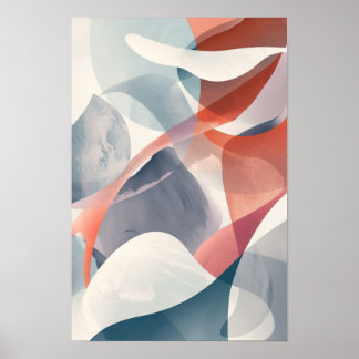 Poster Abstrato Rock Cinza e Red Modern