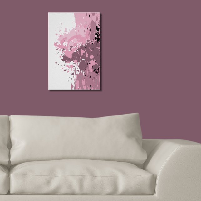 Poster Abstrato Rosa Menino E Espadilha Branca (Girly Abstract Pink And White Paint Splatter Poster Family Living Room)