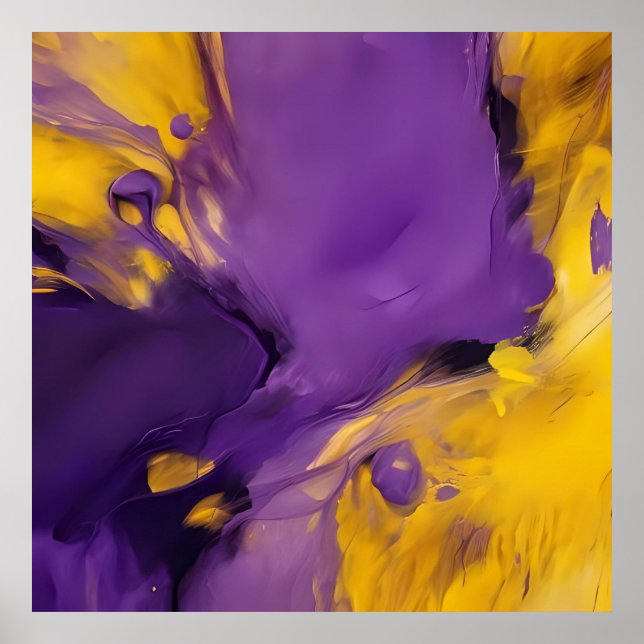 Poster Abstrato Roxo e Dourado (Frente)