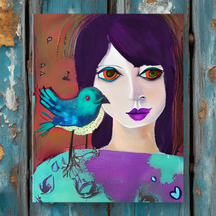 Poster Abstrato, Roxo e Teal