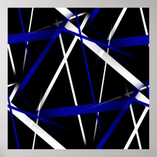 Poster Abstrato Royal Blue/White Lines sem costura