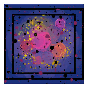 Pôster Abstrato salpicos de design de céu estrelado