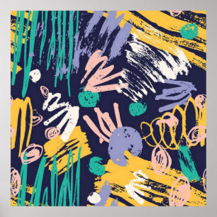 Poster Abstrato Scribble Doodle