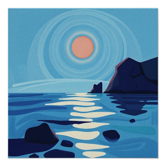 Pôster Abstrato Seascape Art (Frente)