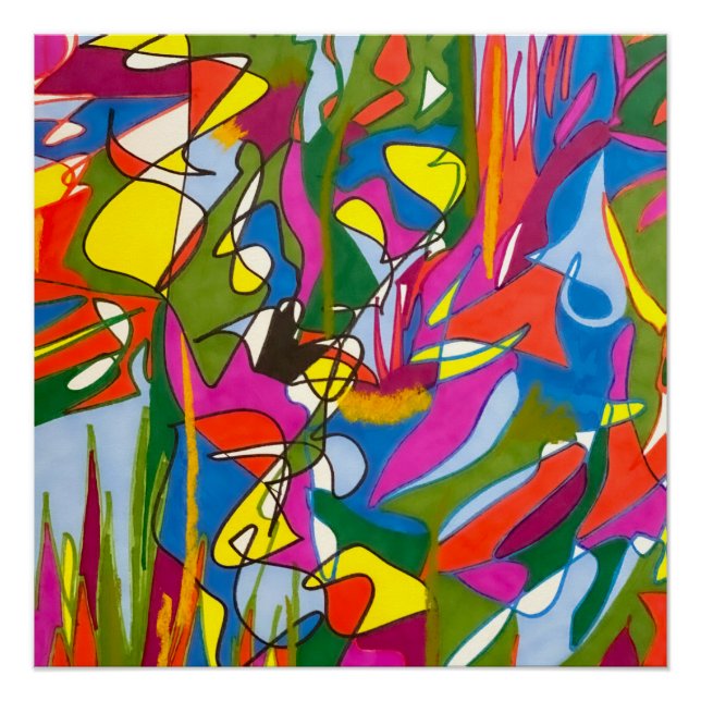 Pôster Abstrato Sharpie Art, "Jazz Feature" Glossy Poster (Frente)