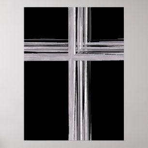 Pôster Abstrato Silver Christian Cross