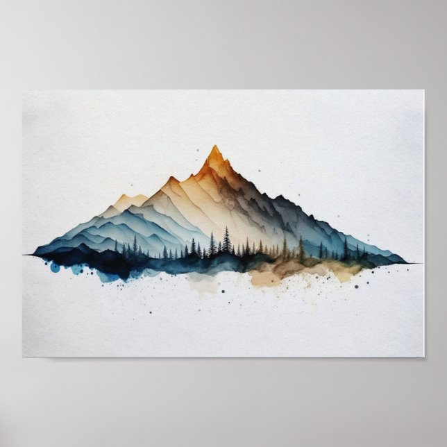 Poster Abstrato soft watercolor mounts art (Frente)