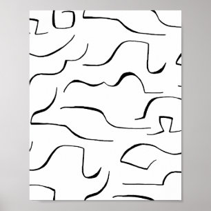 Poster Abstrato Squiggly Line Art - Fundo Branco