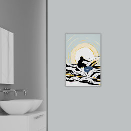 Poster Abstrato Sundown Ocean Surfer