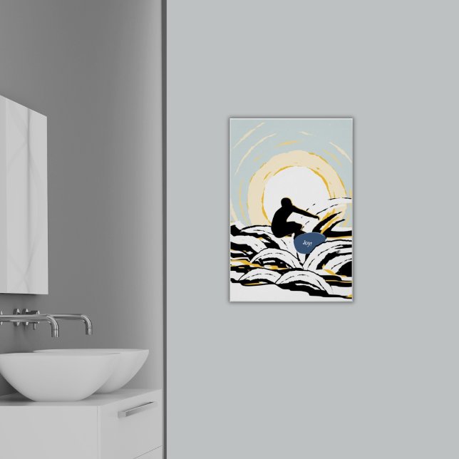 Poster Abstrato Sundown Ocean Surfer (Abstract Sundown Ocean Surfer Poster - Bathroom)