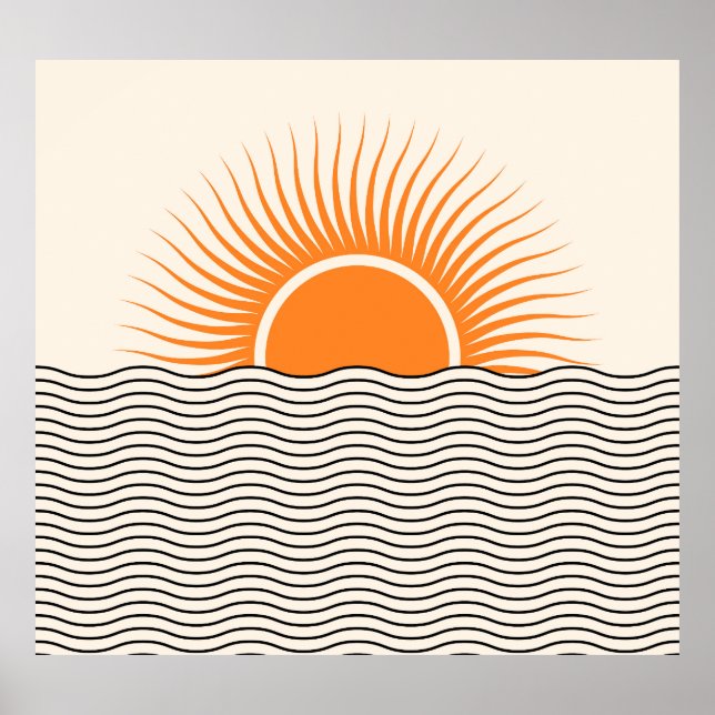 Poster Abstrato sunset: decor geométrico dos bohos. (Frente)