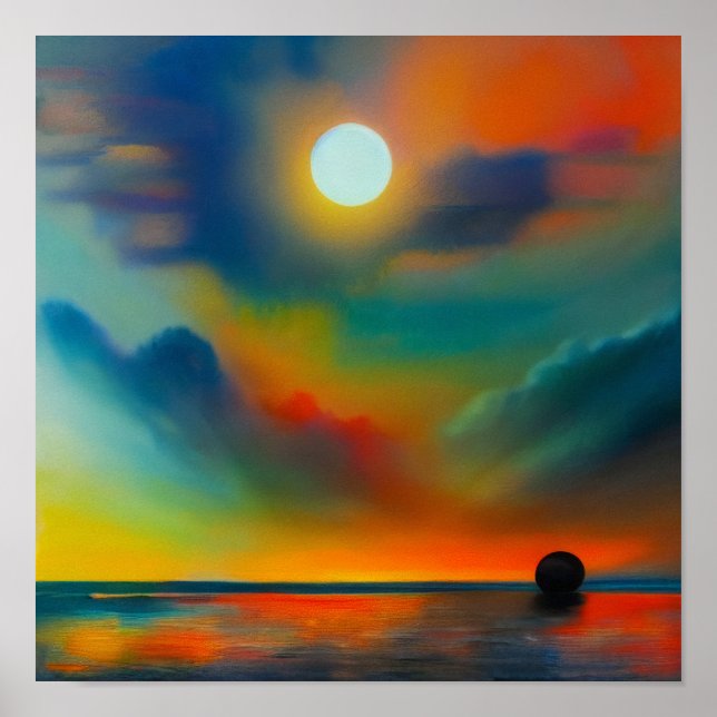 Poster Abstrato Sunset Na Porta (Frente)