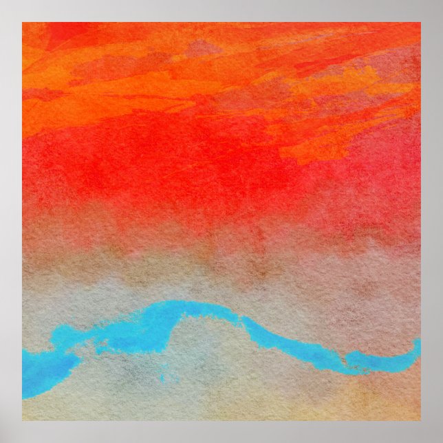 Poster Abstrato Sunset Oceano (Frente)